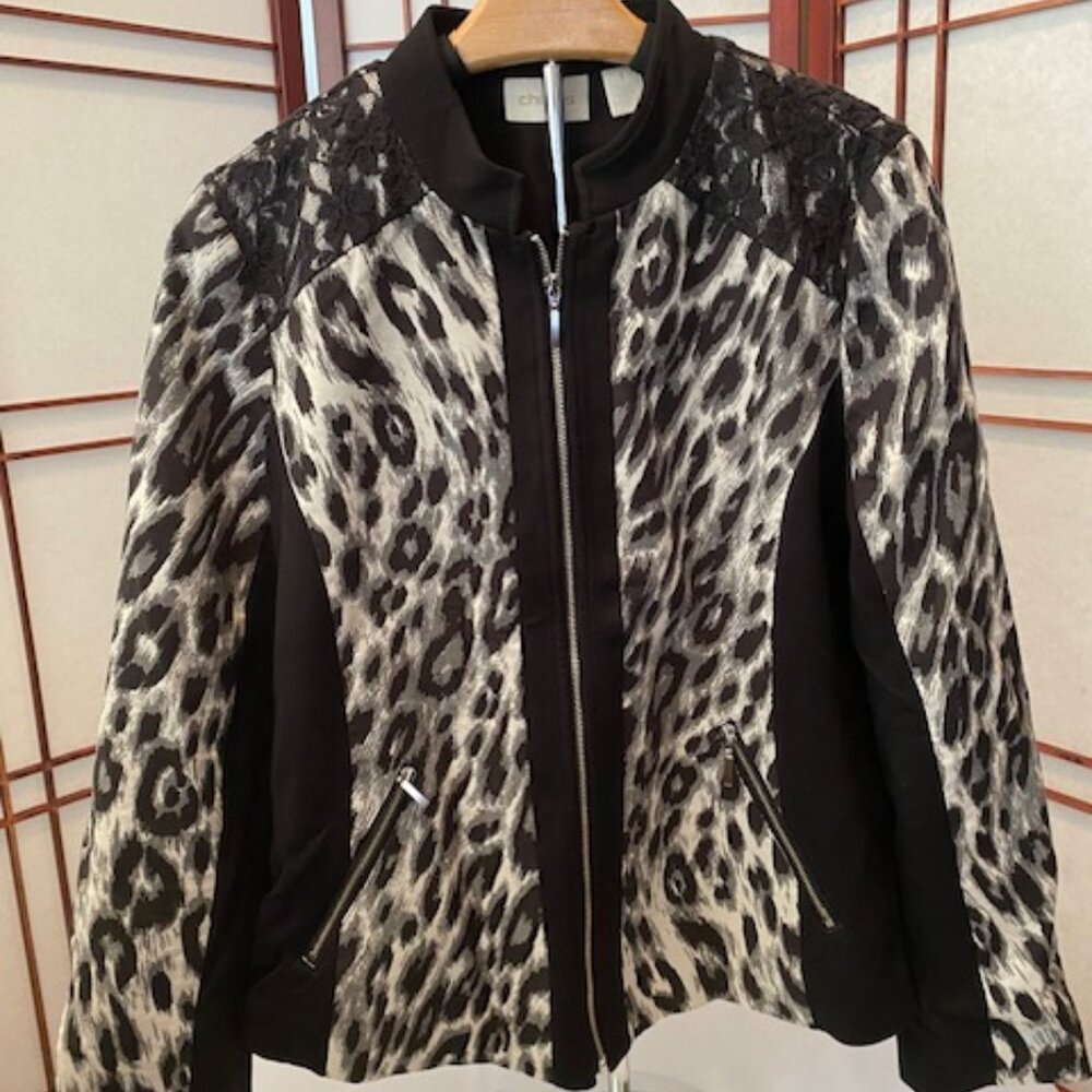 Chicos Women's Jacket/Blazer Animal Print Size 1 or Small. Size 8